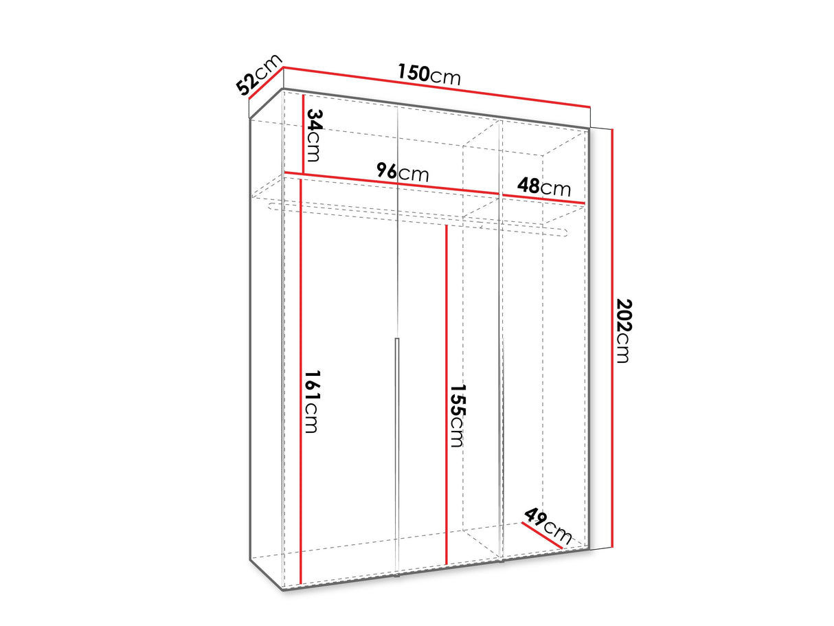 Gardróbszekrény Szafa 150 ALICANTE 1, Szín: Kasmír, Fogantyú színe: Kasmír