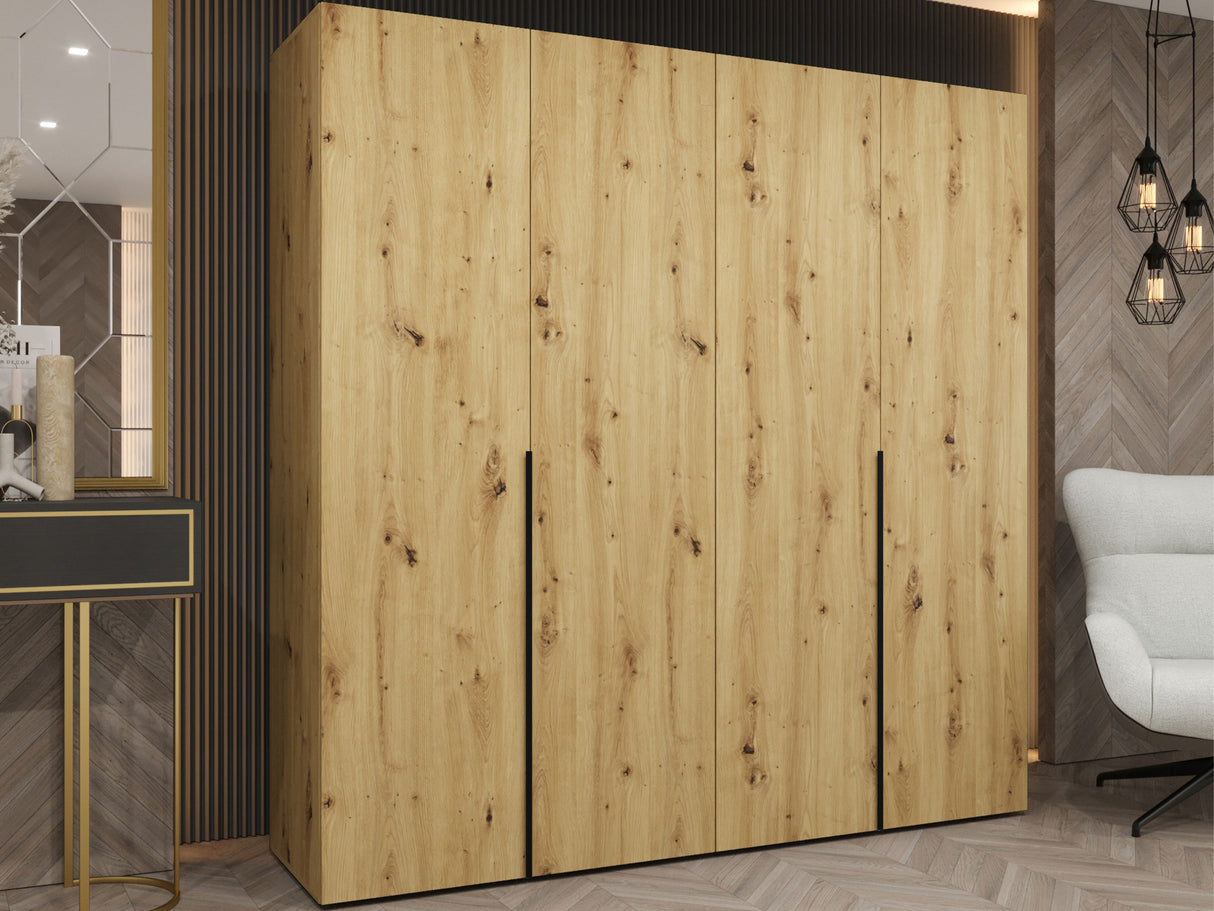 Gardróbszekrény Szafa 200 ALICANTE 1, Szín: Artisan tölgy, Fogantyú színe: Fekete