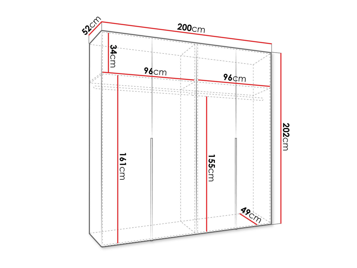 Gardróbszekrény Szafa 200 ALICANTE 1, Szín: Artisan tölgy, Fogantyú színe: Fekete