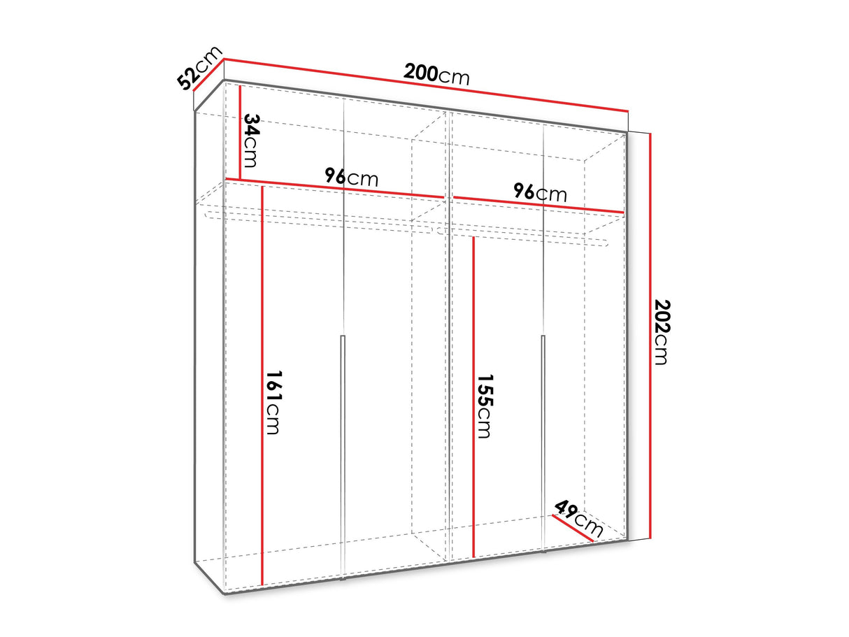 Gardróbszekrény Szafa 200 ALICANTE 1, Szín: Artisan tölgy, Fogantyú színe: Kasmír