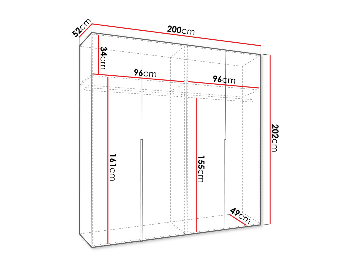 Gardróbszekrény Szafa 200 ALICANTE 1, Szín: Artisan tölgy, Fogantyú színe: Aranysárga