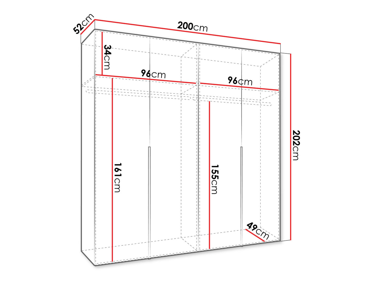 Gardróbszekrény Szafa 200 ALICANTE 1, Szín: Kasmír, Fogantyú színe: Kasmír