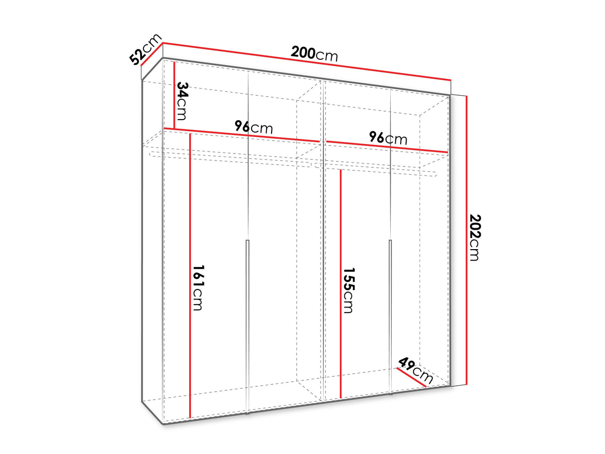 Gardróbszekrény Szafa 200 ALICANTE 1, Szín: Kasmír, Fogantyú színe: Aranysárga