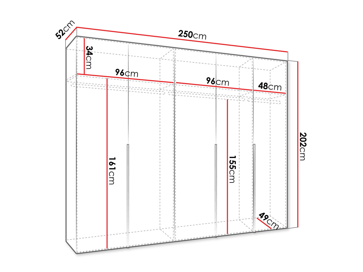 Gardróbszekrény Szafa 250 ALICANTE 1, Szín: Artisan tölgy, Fogantyú színe: Fekete