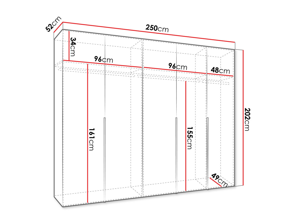 Gardróbszekrény Szafa 250 ALICANTE 1, Szín: Artisan tölgy, Fogantyú színe: Kasmír