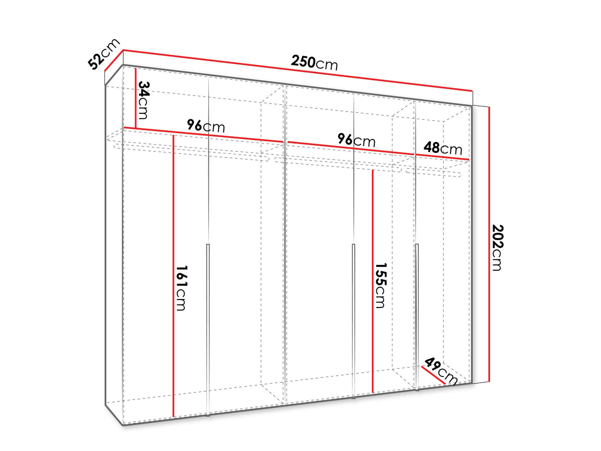 Gardróbszekrény Szafa 250 ALICANTE 1, Szín: Fekete, Fogantyú színe: Fekete