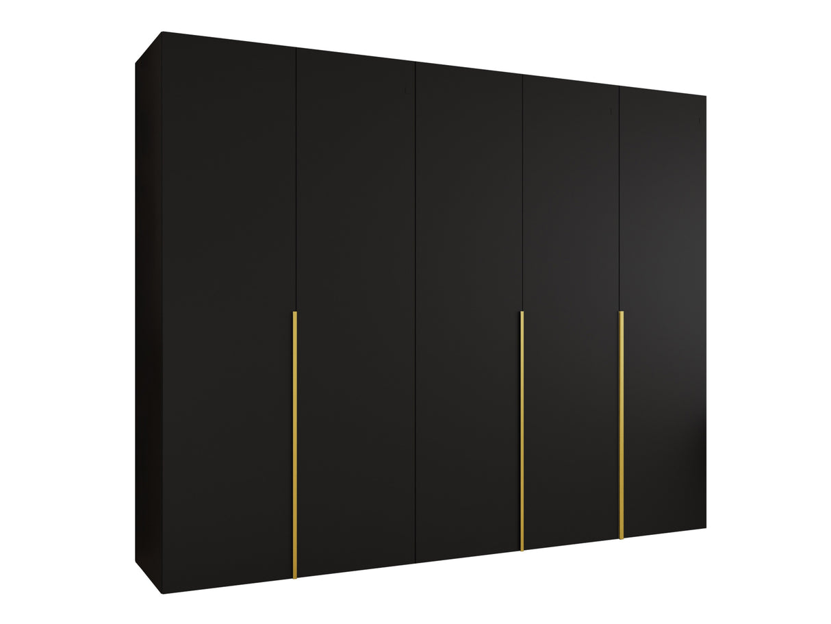 Gardróbszekrény Szafa 250 ALICANTE 1, Szín: Fekete, Fogantyú színe: Aranysárga