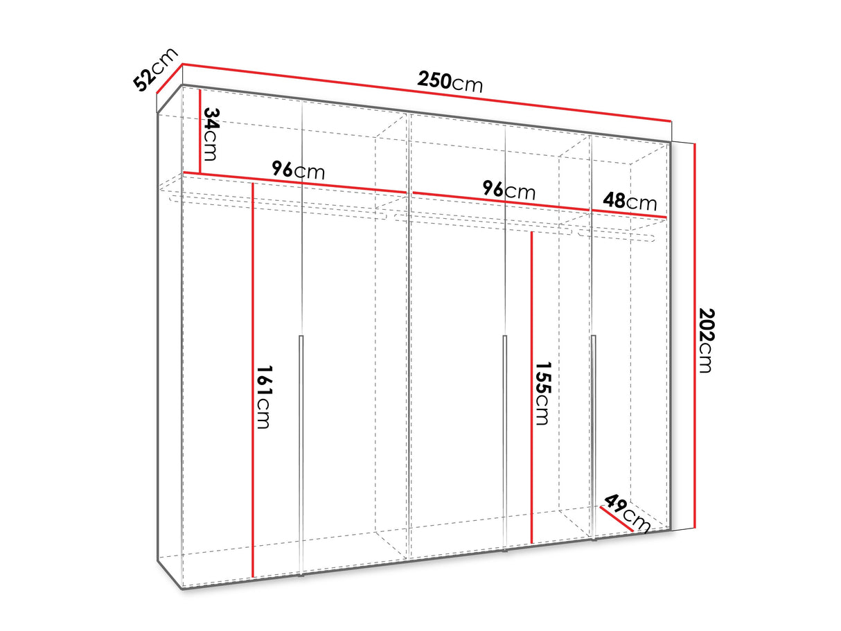 Gardróbszekrény Szafa 250 ALICANTE 1, Szín: Kasmír, Fogantyú színe: Kasmír