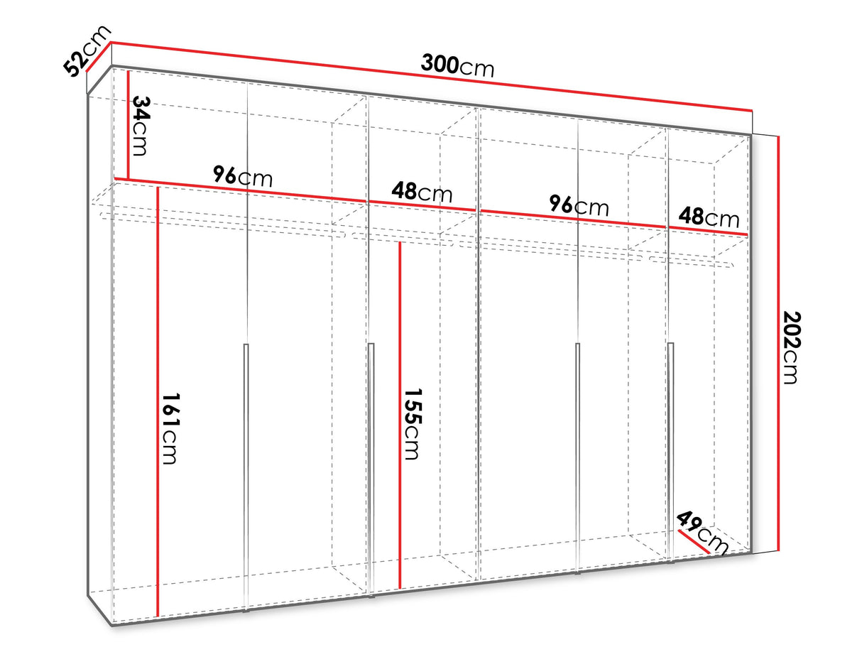 Gardróbszekrény Szafa 300 ALICANTE 1, Szín: Artisan tölgy, Fogantyú színe: Aranysárga