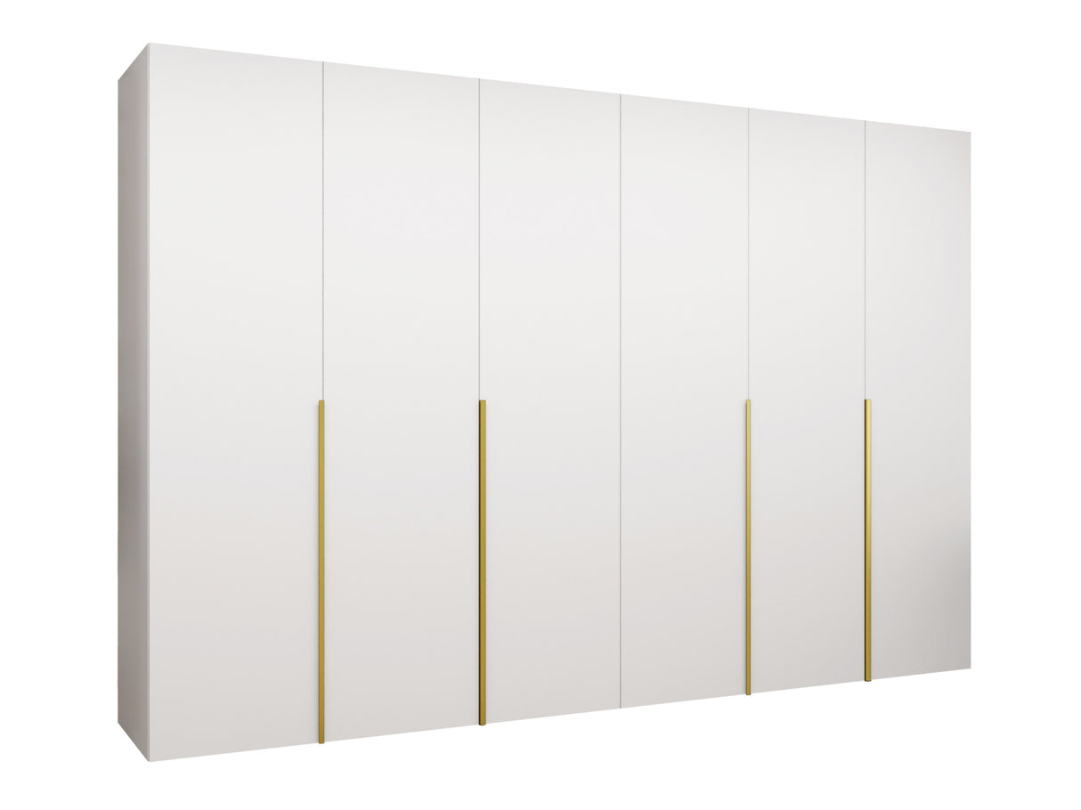 Gardróbszekrény Szafa 300 ALICANTE 1, Szín: Fehér, Fogantyú színe: Aranysárga
