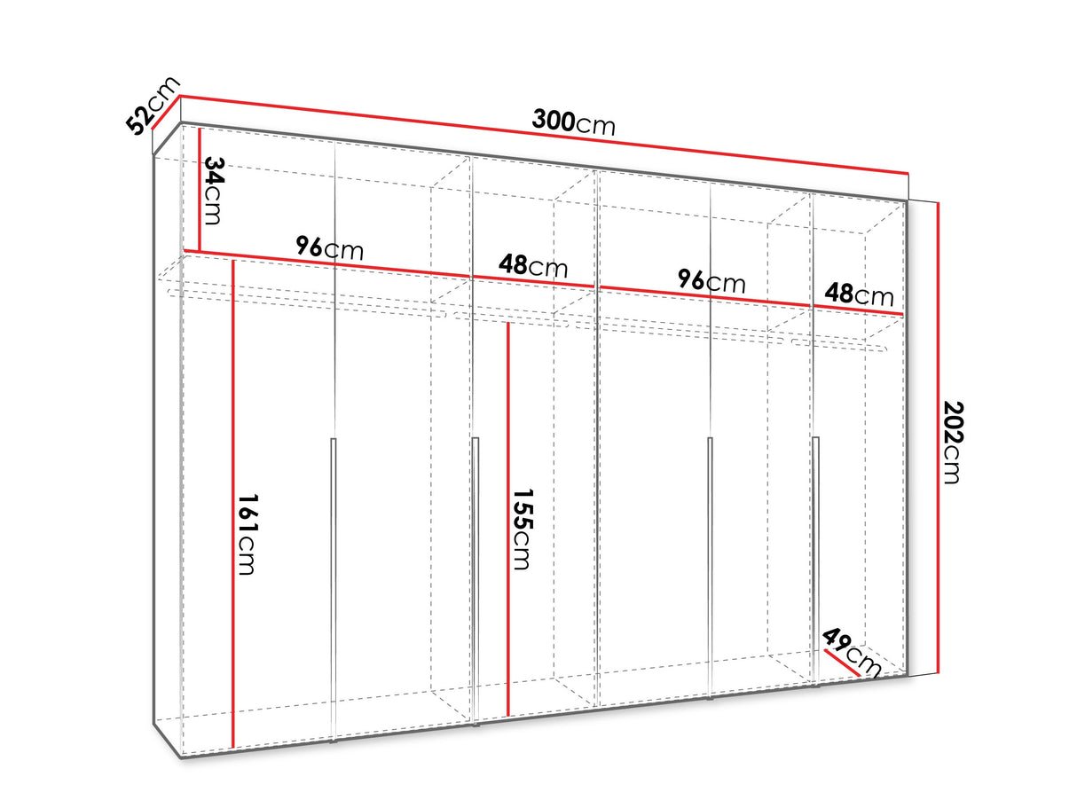 Gardróbszekrény Szafa 300 ALICANTE 1, Szín: Fekete, Fogantyú színe: Fekete