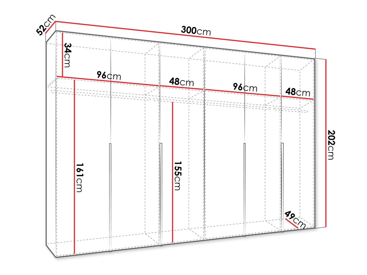 Gardróbszekrény Szafa 300 ALICANTE 1, Szín: Fekete, Fogantyú színe: Kasmír