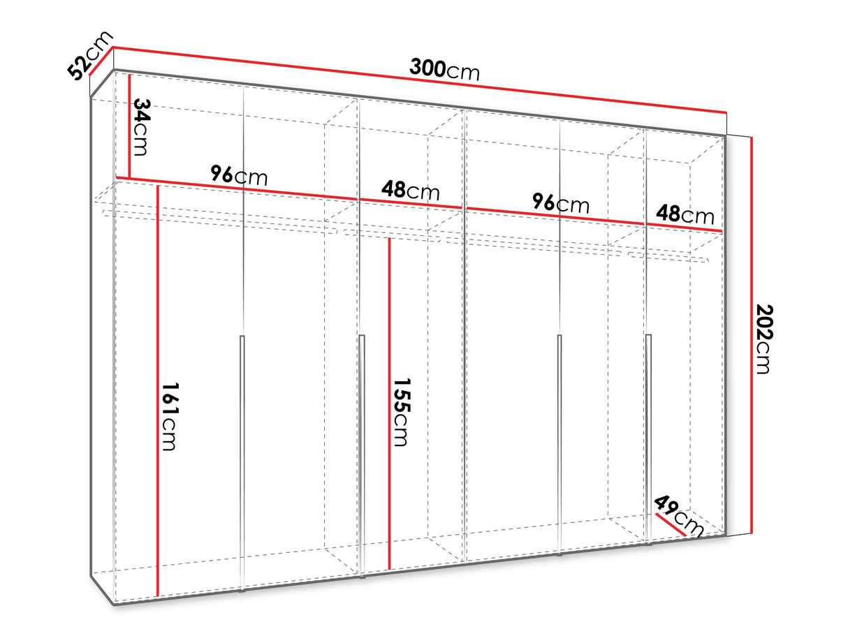 Gardróbszekrény Szafa 300 ALICANTE 1, Szín: Fekete, Fogantyú színe: Aranysárga