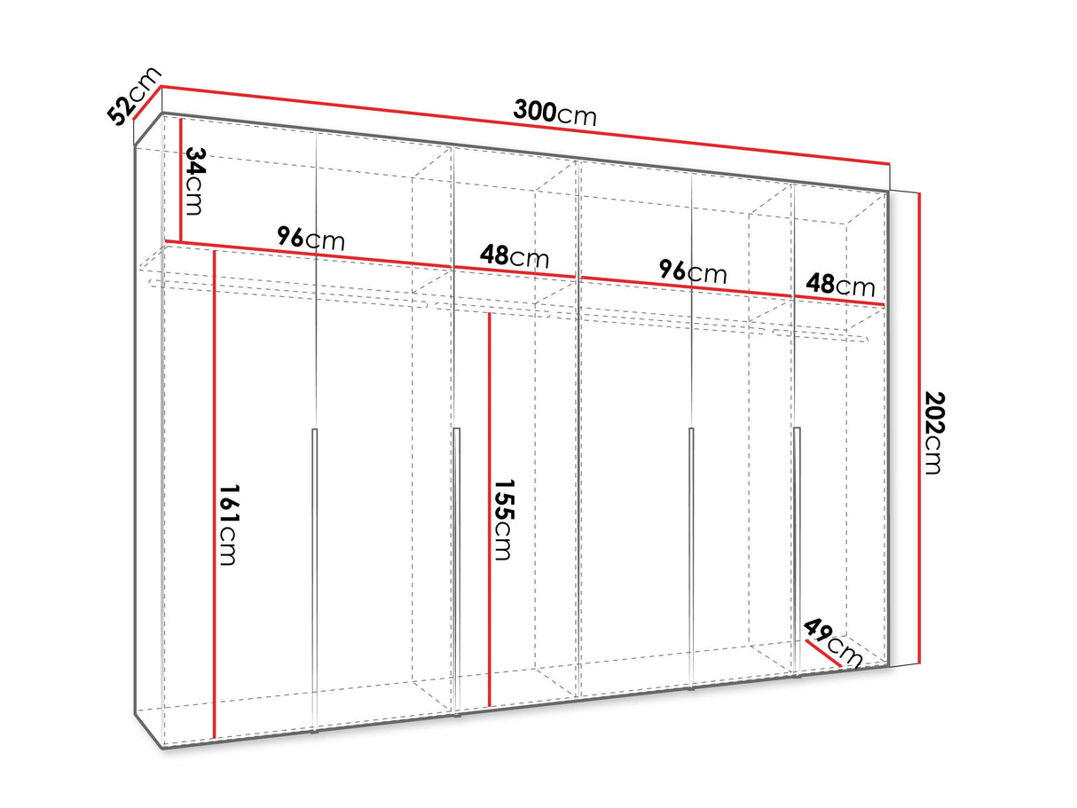 Gardróbszekrény Szafa 300 ALICANTE 1, Szín: Kasmír, Fogantyú színe: Fekete
