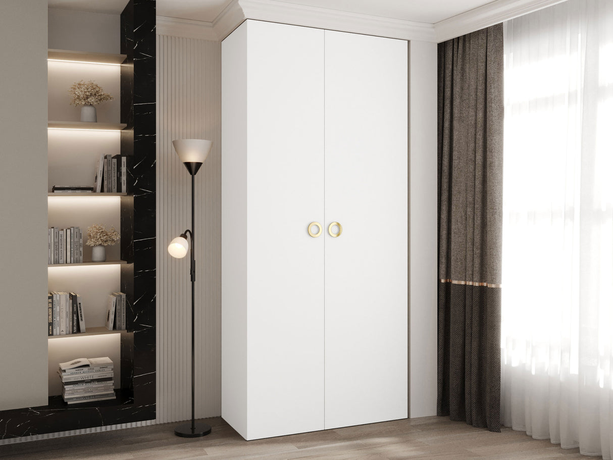 Gardróbszekrény Szafa COMO 1 110 (gł.40), Szín: Fehér, Fogantyú színe: Aranysárga, , Szélesség: 110 cm, Mélység: 42 cm