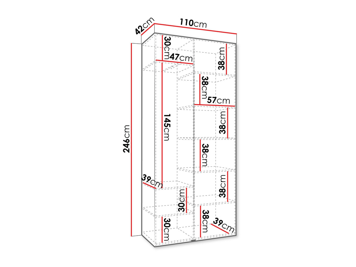 Gardróbszekrény Szafa COMO 1 110 (gł.40), Szín: Fehér, Fogantyú színe: Fekete, Szélesség: 110 cm, Mélység: 42 cm