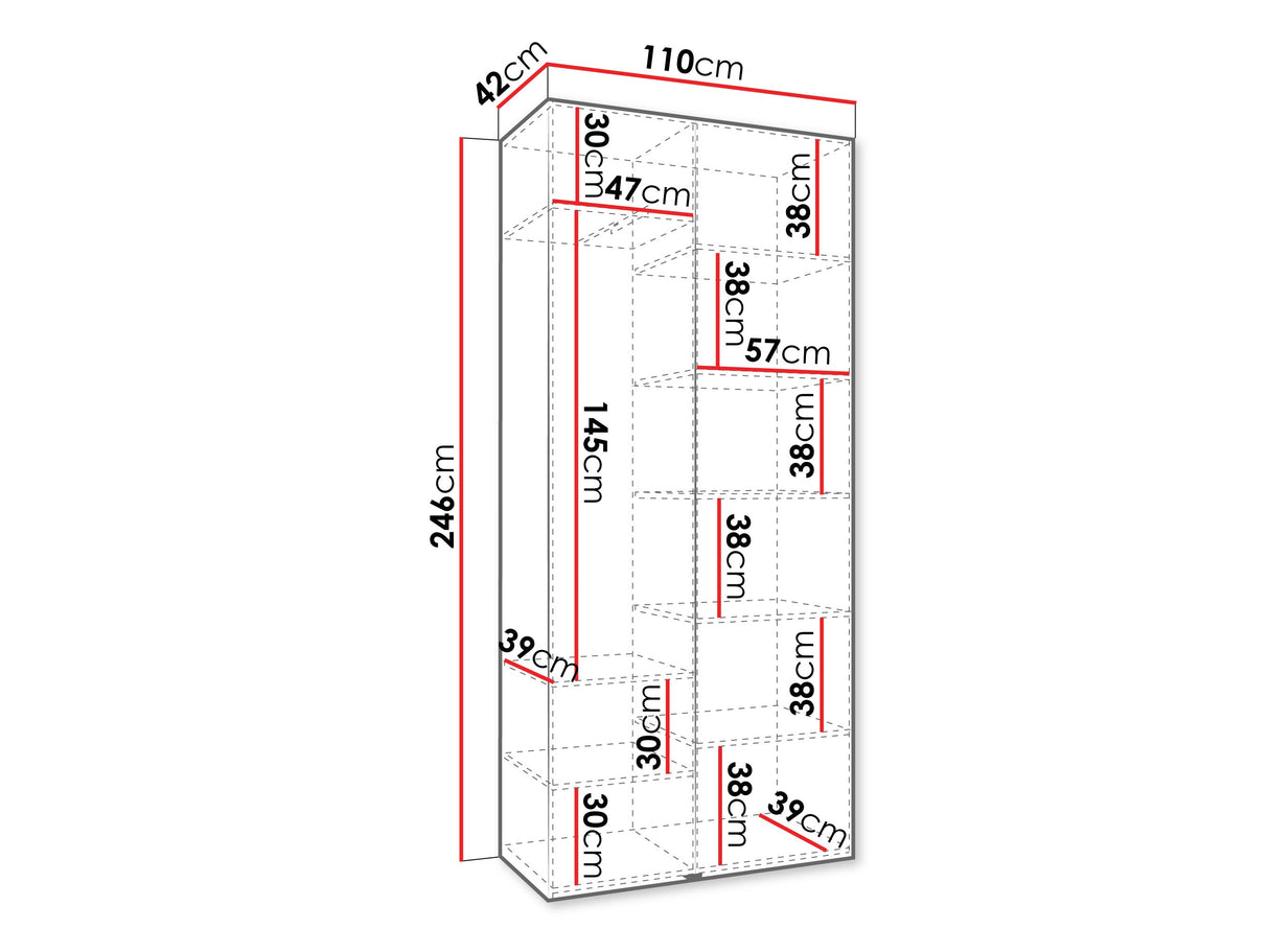 Gardróbszekrény Szafa COMO 1 110 (gł.40), Szín: Fehér, Fogantyú színe: Aranysárga, , Szélesség: 110 cm, Mélység: 42 cm