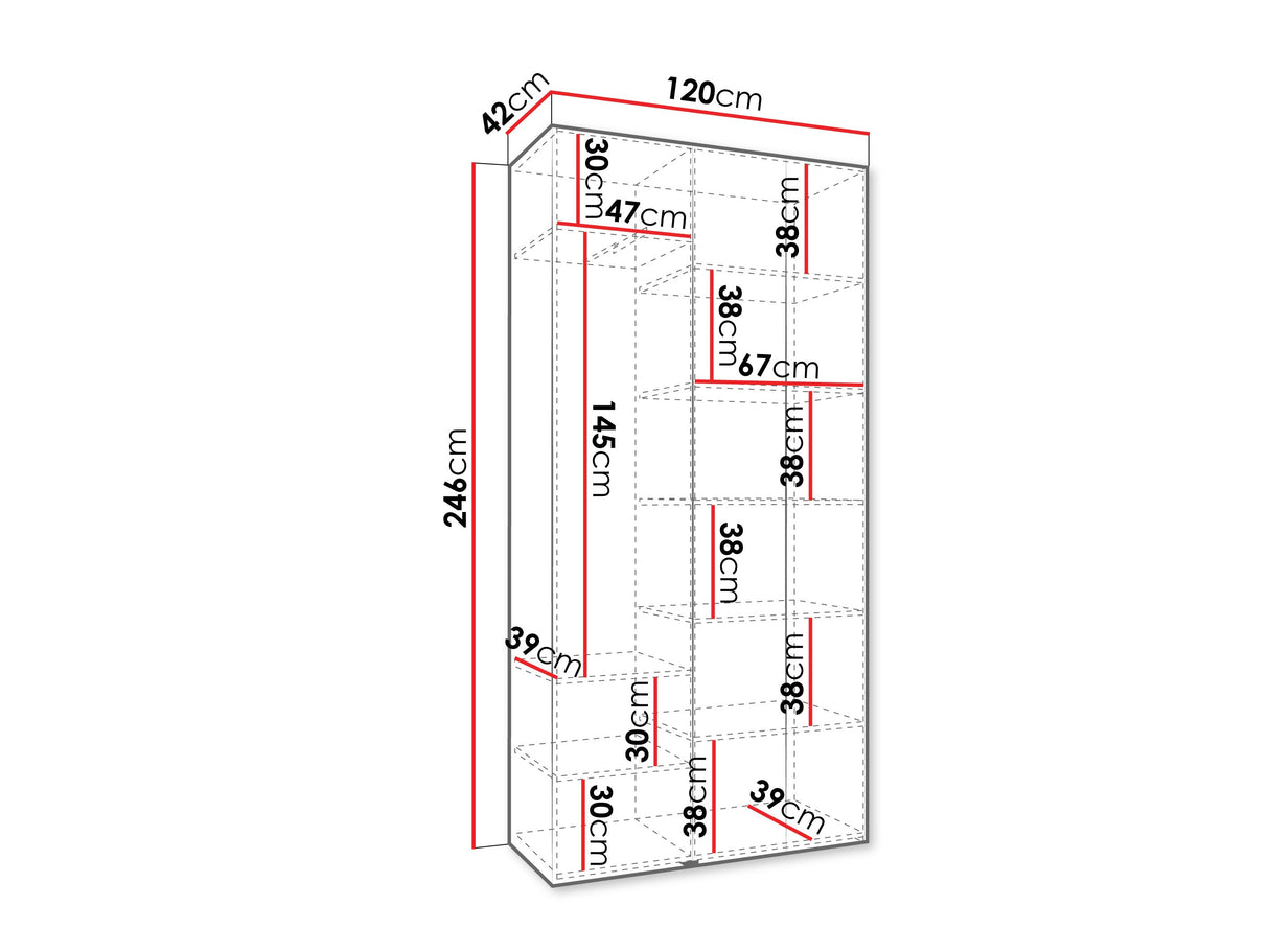 Gardróbszekrény Szafa COMO 1 120 (gł.40), Szín: Fehér, Fogantyú színe: Aranysárga, Szélesség: 120 cm, Mélység: 42 cm