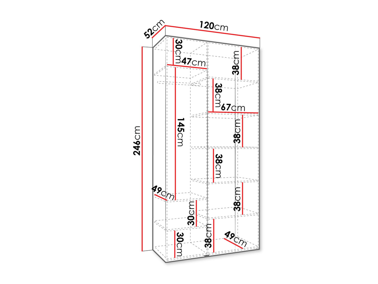 Gardróbszekrény Szafa COMO 1 120 (gł.50), Szín: Fehér, Fogantyú színe: Aranysárga, Szélesség: 120 cm, Mélység: 52 cm