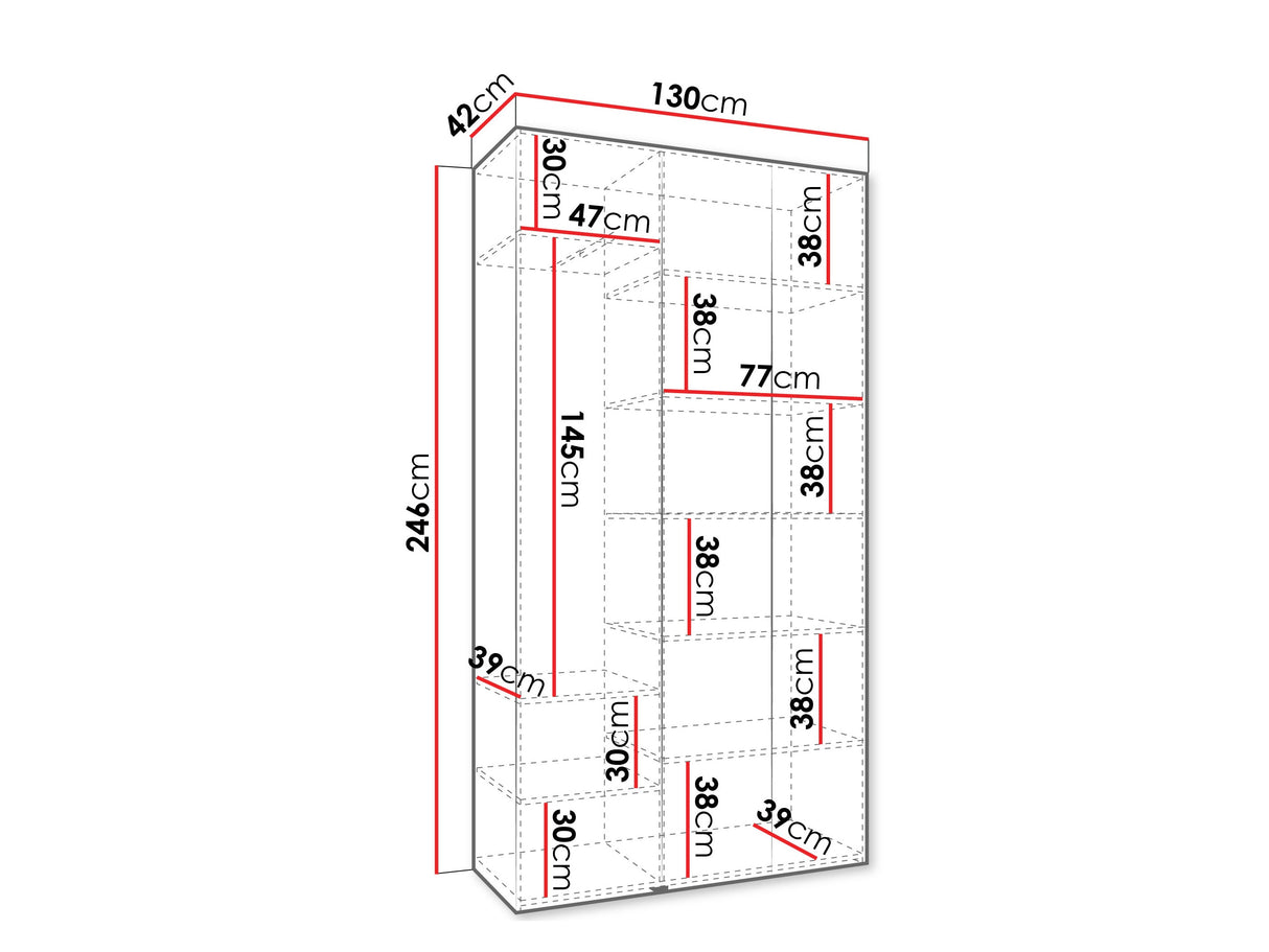 Gardróbszekrény Szafa COMO 1 130 (gł.40), Szín: Kasmír, Fogantyú színe: Aranysárga, Szélesség: 130 cm, Mélység: 42 cm