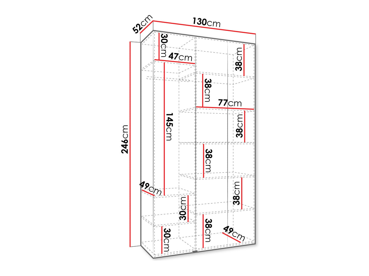 Gardróbszekrény Szafa COMO 1 130 (gł.50), Szín: Kasmír, Fogantyú színe: Fekete, Szélesség: 130 cm, Mélység: 52 cm