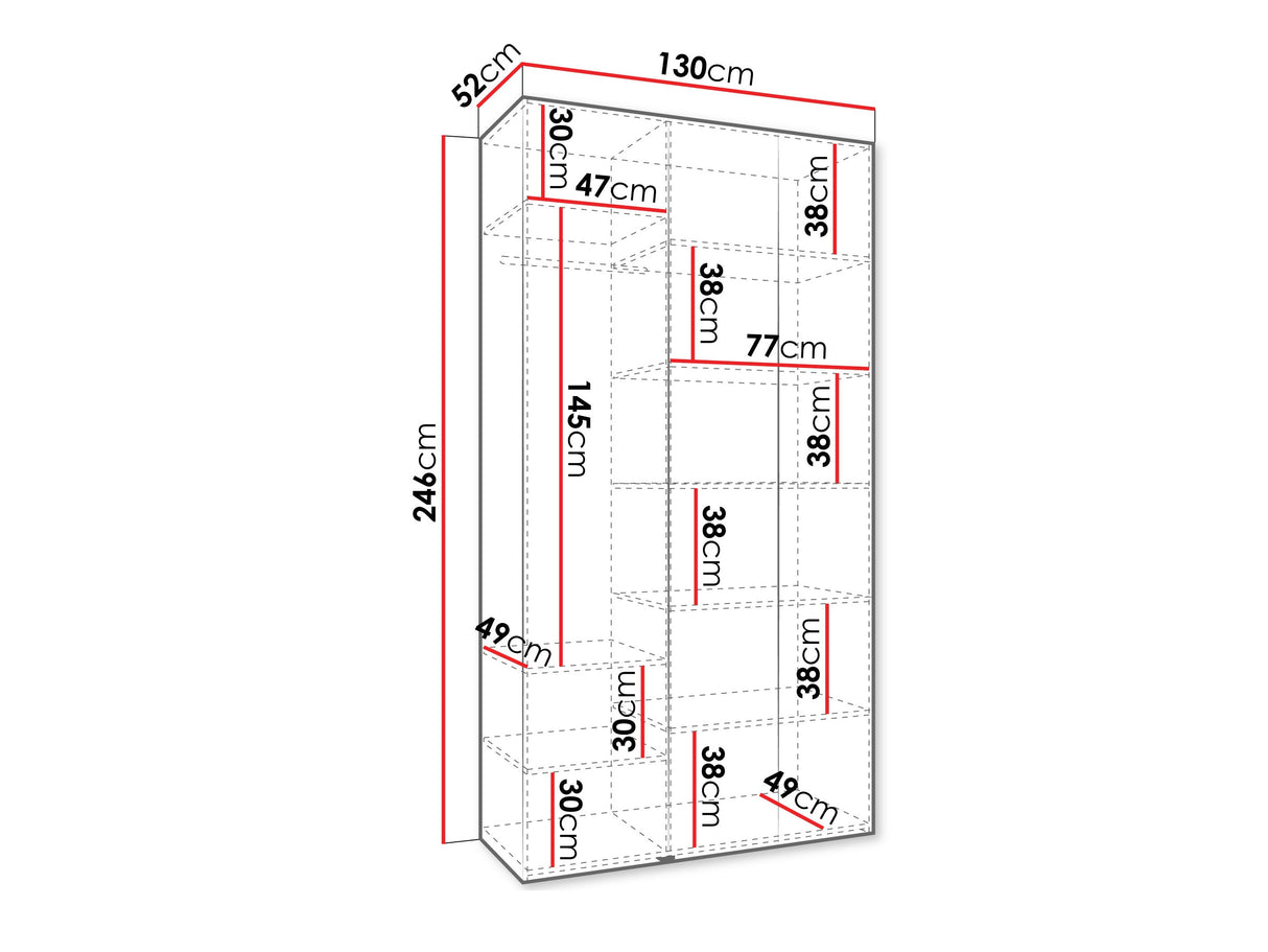 Gardróbszekrény Szafa COMO 1 130 (gł.50), Szín: Kasmír, Fogantyú színe: Aranysárga, Szélesség: 130 cm, Mélység: 52 cm