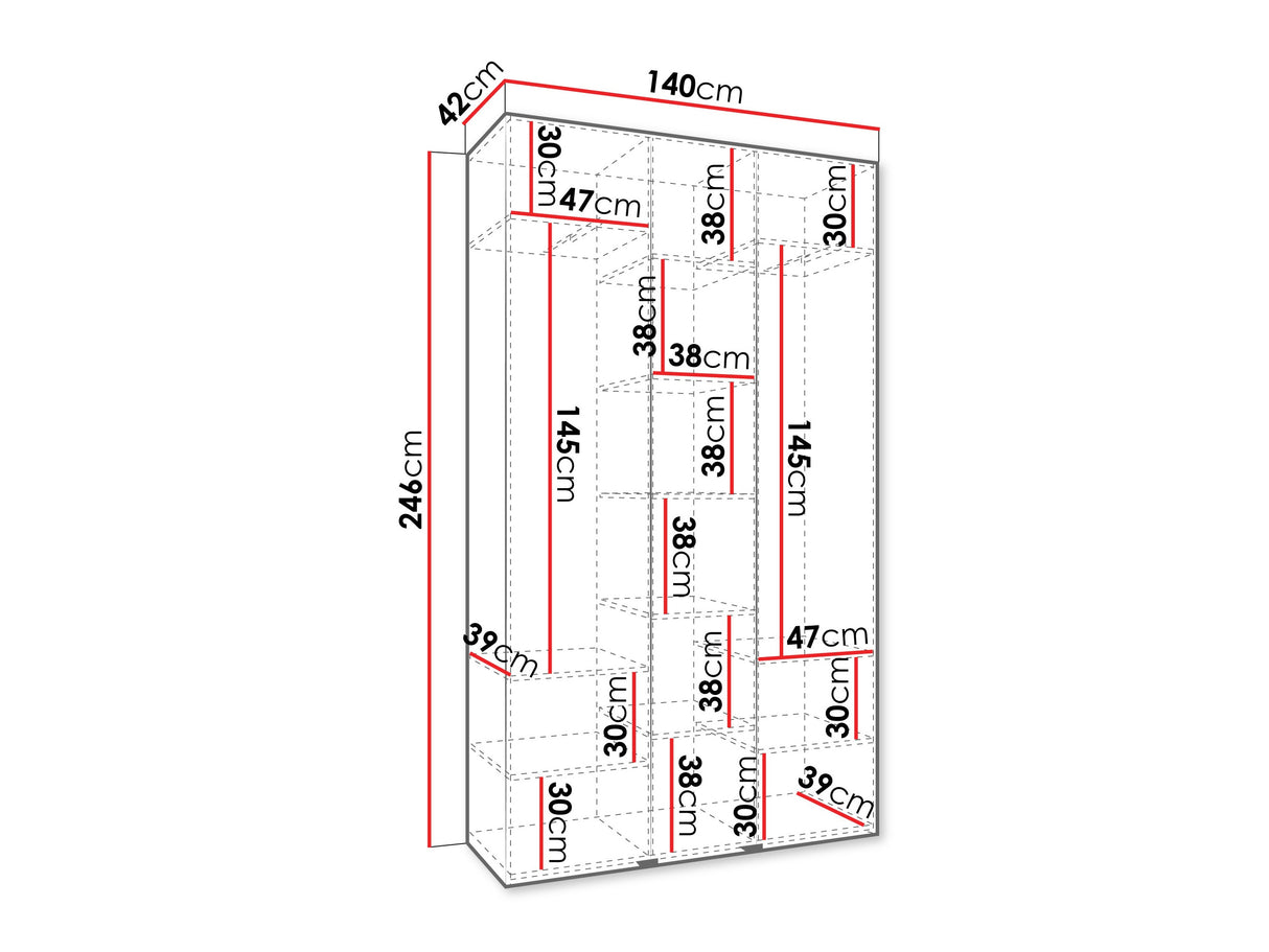 Gardróbszekrény Szafa COMO 1 140 (gł.40), Szín: Kasmír, Fogantyú színe: Fekete, Szélesség: 140 cm, Mélység: 42 cm