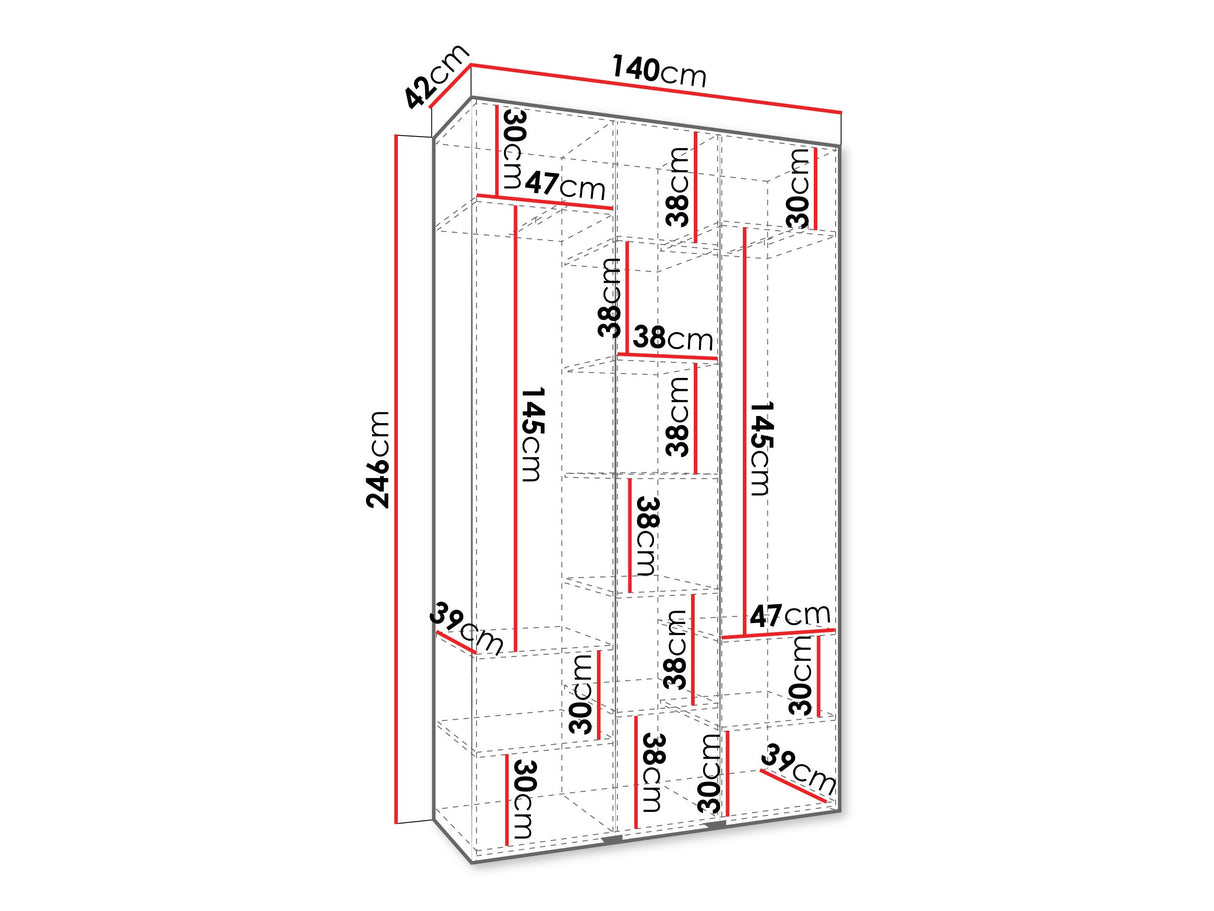 Gardróbszekrény Szafa COMO 1 140 (gł.40), Szín: Kasmír, Fogantyú színe: Aranysárga, Szélesség: 140 cm, Mélység: 42 cm