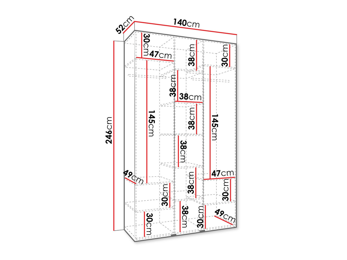 Gardróbszekrény Szafa COMO 1 140 (gł.50), Szín: Kasmír, Fogantyú színe: Fekete, Szélesség: 140 cm, Mélység: 52 cm