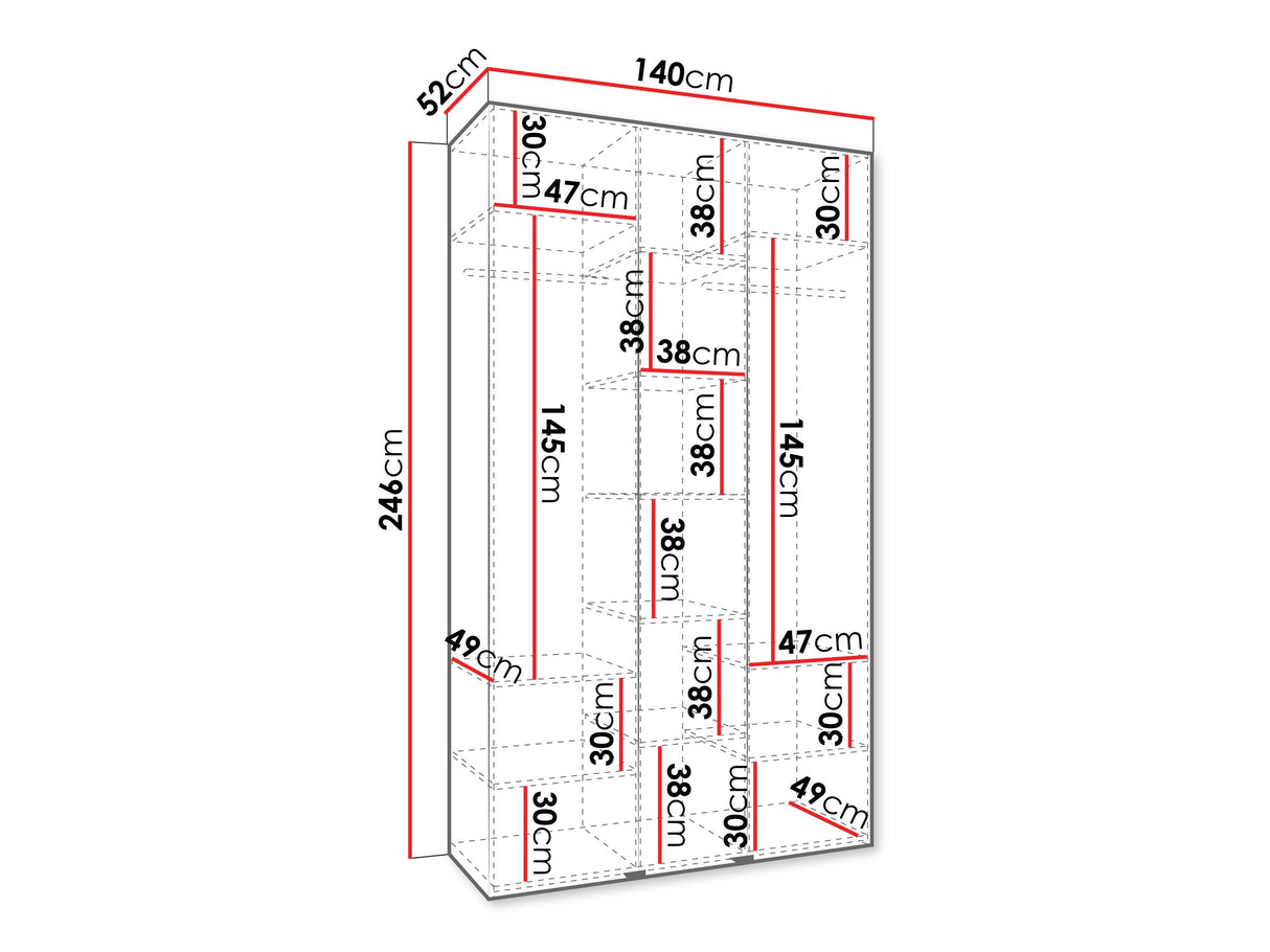 Gardróbszekrény Szafa COMO 1 140 (gł.50), Szín: Kasmír, Fogantyú színe: Aranysárga, Szélesség: 140 cm, Mélység: 52 cm