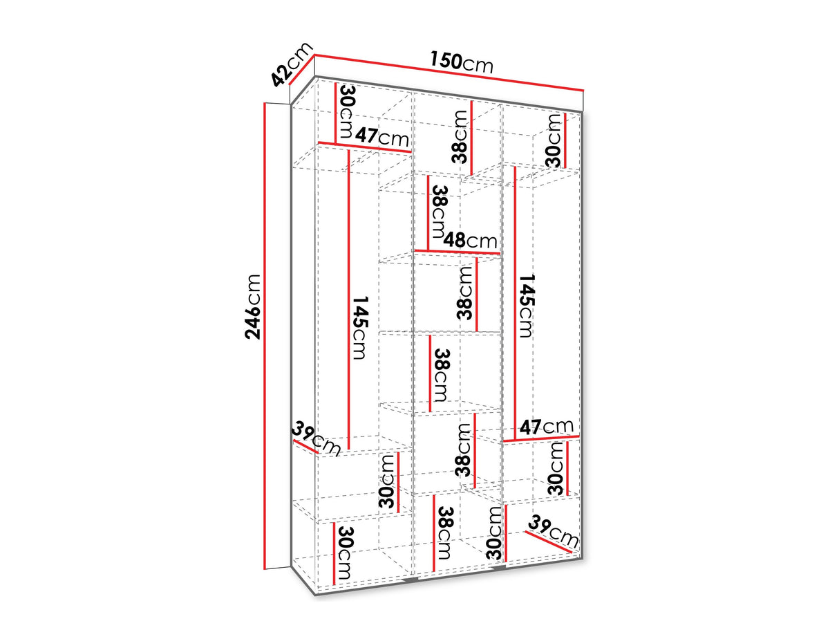 Gardróbszekrény Szafa COMO 1 150 (gł.40), Szín: Kasmír, Fogantyú színe: Fekete, Szélesség: 150 cm, Mélység: 42 cm