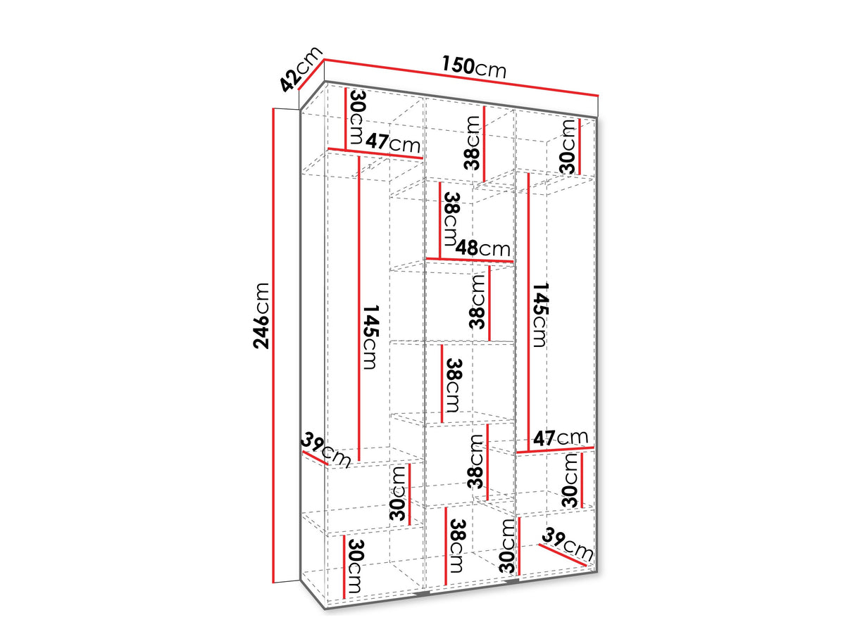 Gardróbszekrény Szafa COMO 1 150 (gł.40), Szín: Kasmír, Fogantyú színe: Aranysárga, Szélesség: 150 cm, Mélység: 42 cm