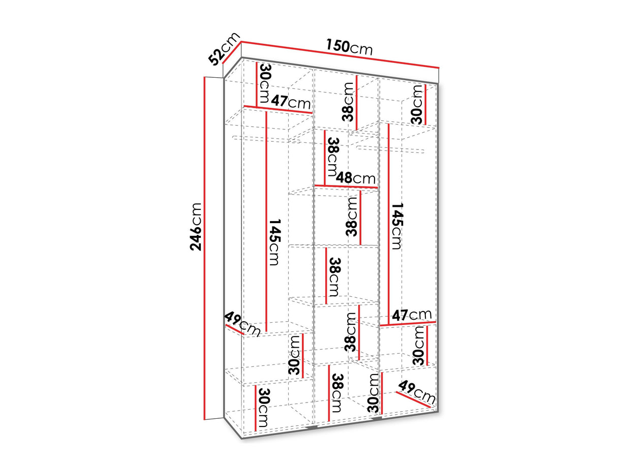 Gardróbszekrény Szafa COMO 1 150 (gł.50), Szín: Kasmír, Fogantyú színe: Fekete, Szélesség: 150 cm, Mélység: 52 cm