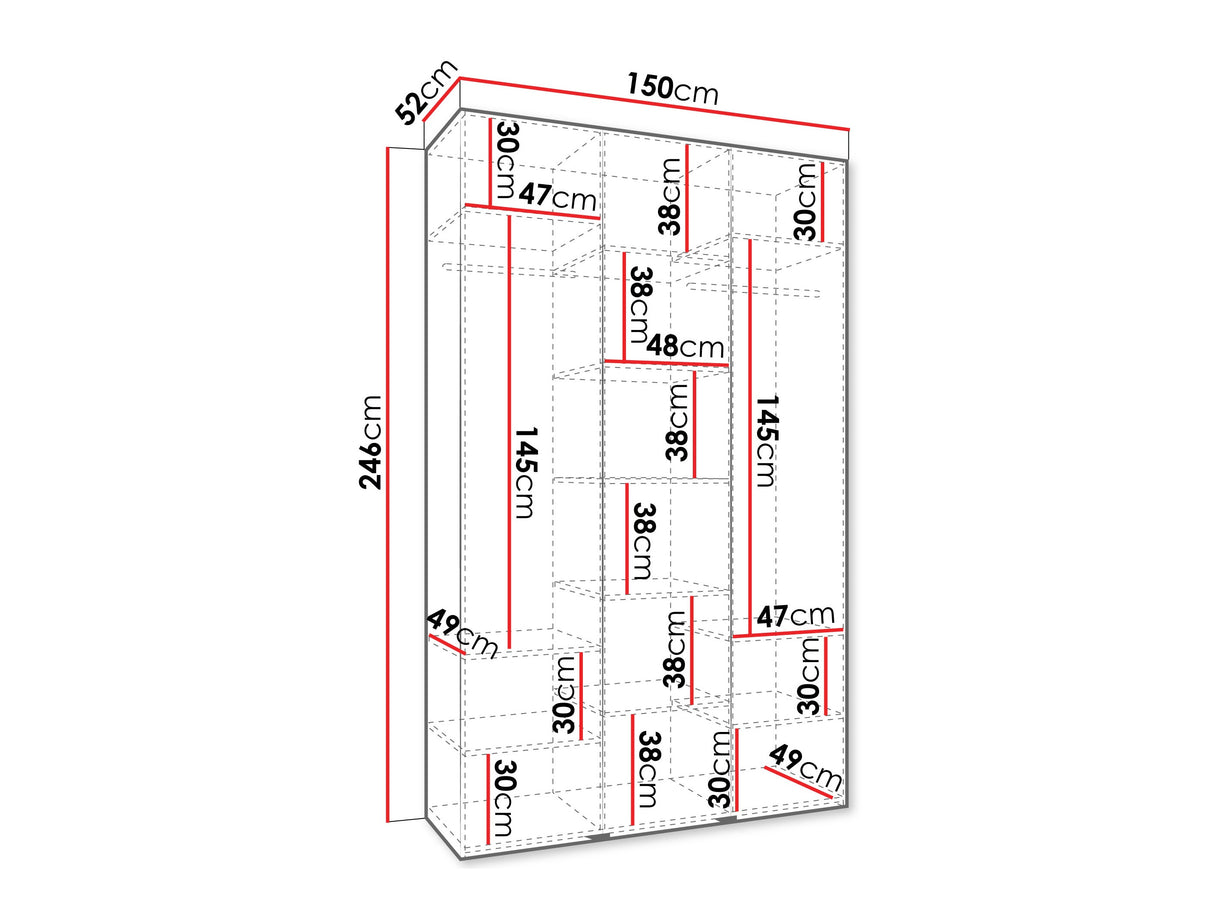 Gardróbszekrény Szafa COMO 1 150 (gł.50), Szín: Kasmír, Fogantyú színe: Aranysárga, Szélesség: 150 cm, Mélység: 52 cm