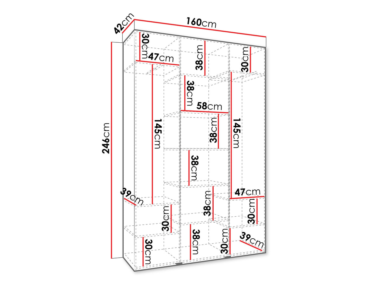 Gardróbszekrény Szafa COMO 1 160 (gł.40), Szín: Kasmír, Fogantyú színe: Fekete, Szélesség: 160 cm, Mélység: 42 cm