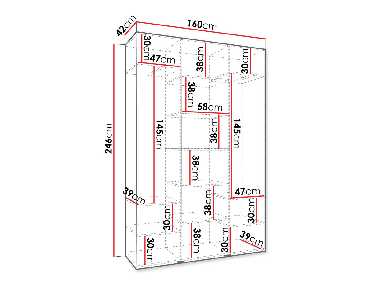 Gardróbszekrény Szafa COMO 1 160 (gł.40), Szín: Kasmír, Fogantyú színe: Aranysárga, Szélesség: 160 cm, Mélység: 42 cm