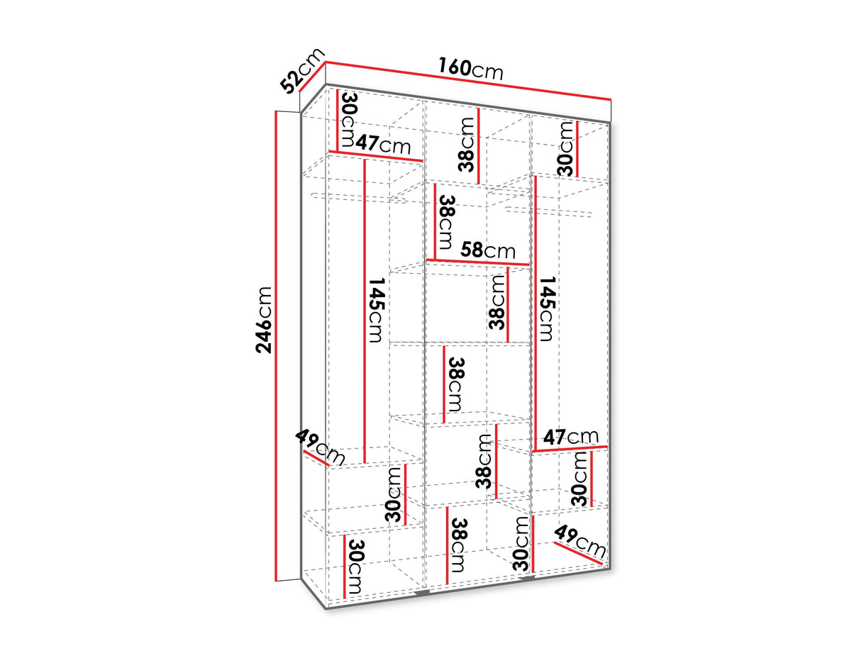 Gardróbszekrény Szafa COMO 1 160 (gł.50), Szín: Kasmír, Fogantyú színe: Fekete, Szélesség: 160 cm, Mélység: 52 cm