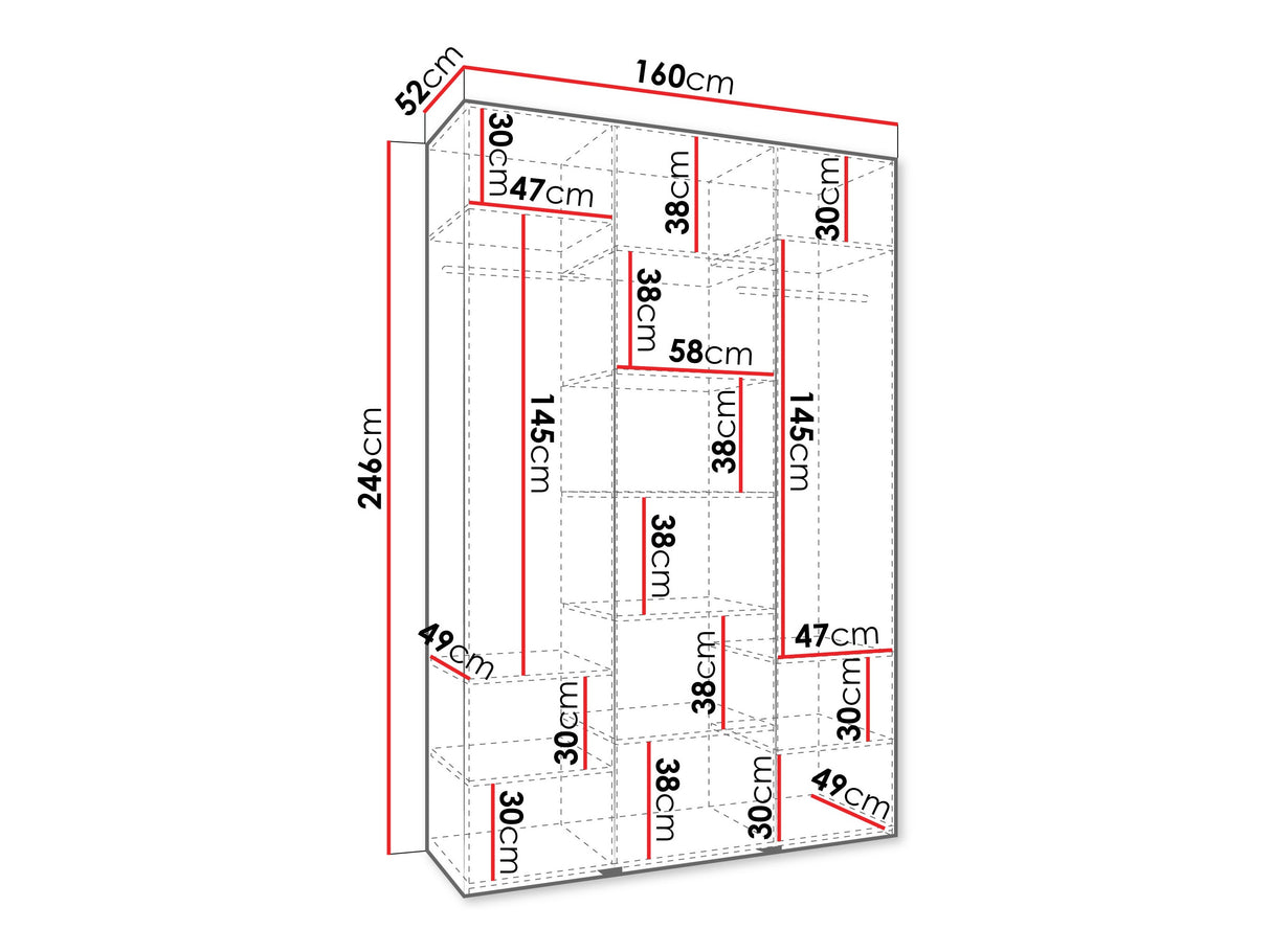 Gardróbszekrény Szafa COMO 1 160 (gł.50), Szín: Kasmír, Fogantyú színe: Aranysárga, , Szélesség: 160 cm, Mélység: 52 cm