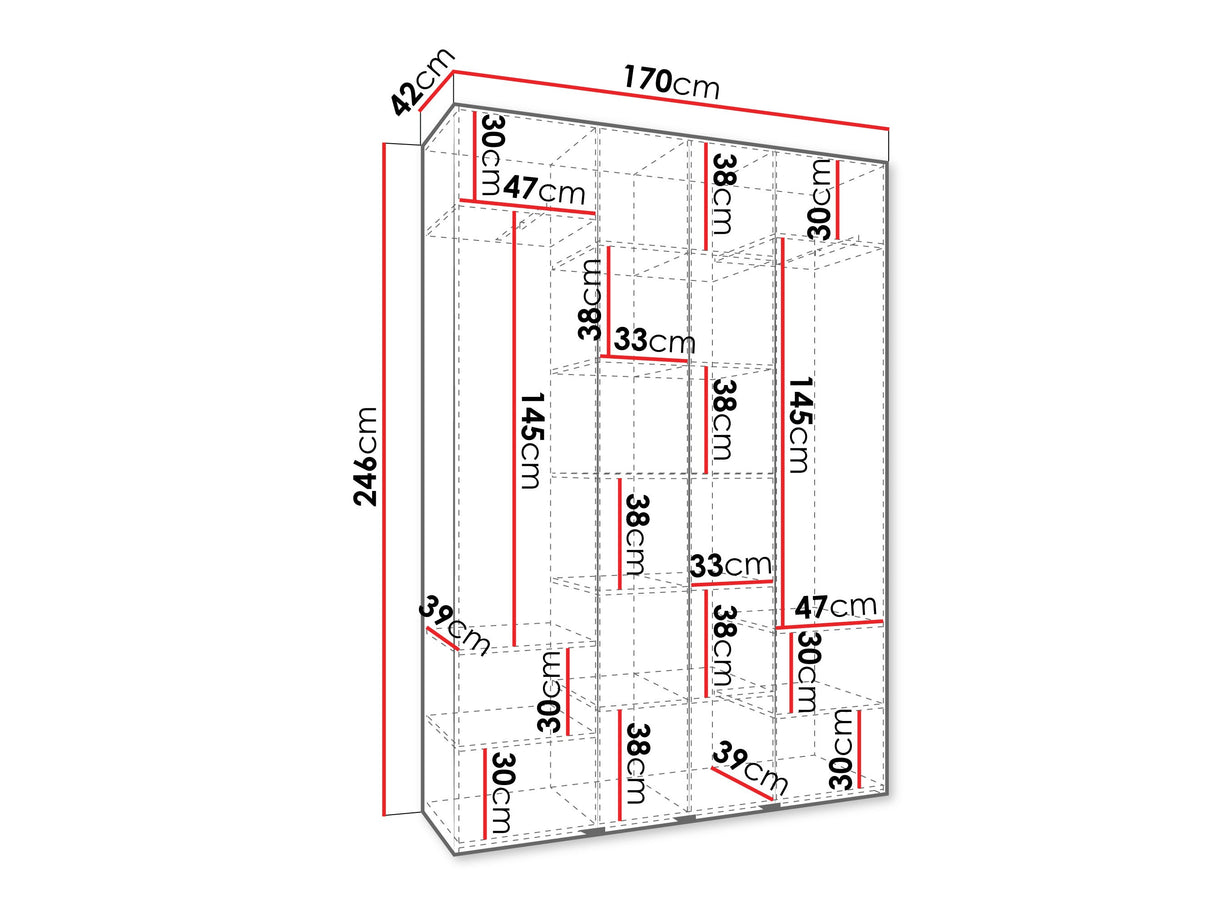 Gardróbszekrény Szafa COMO 1 170 (gł.40), Szín: Kasmír, Fogantyú színe: Fekete, Szélesség: 170 cm, Mélység: 42 cm