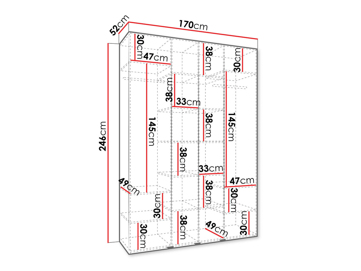 Gardróbszekrény Szafa COMO 1 170 (gł.50), Szín: Kasmír, Fogantyú színe: Aranysárga, Szélesség: 170 cm, Mélység: 52 cm