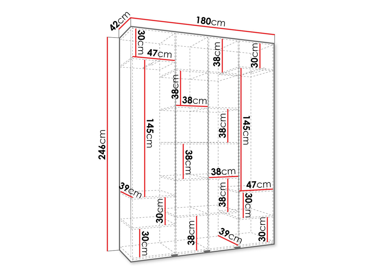 Gardróbszekrény Szafa COMO 1 180 (gł.40), Szín: Kasmír, Fogantyú színe: Aranysárga, Szélesség: 180 cm, Mélység: 42 cm