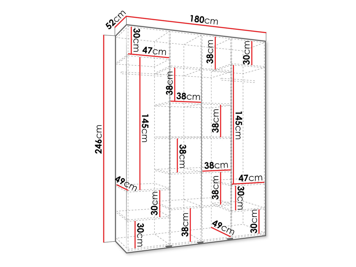 Gardróbszekrény Szafa COMO 1 180 (gł.50), Szín: Kasmír, Fogantyú színe: Fekete, Szélesség: 180 cm, Mélység: 52 cm