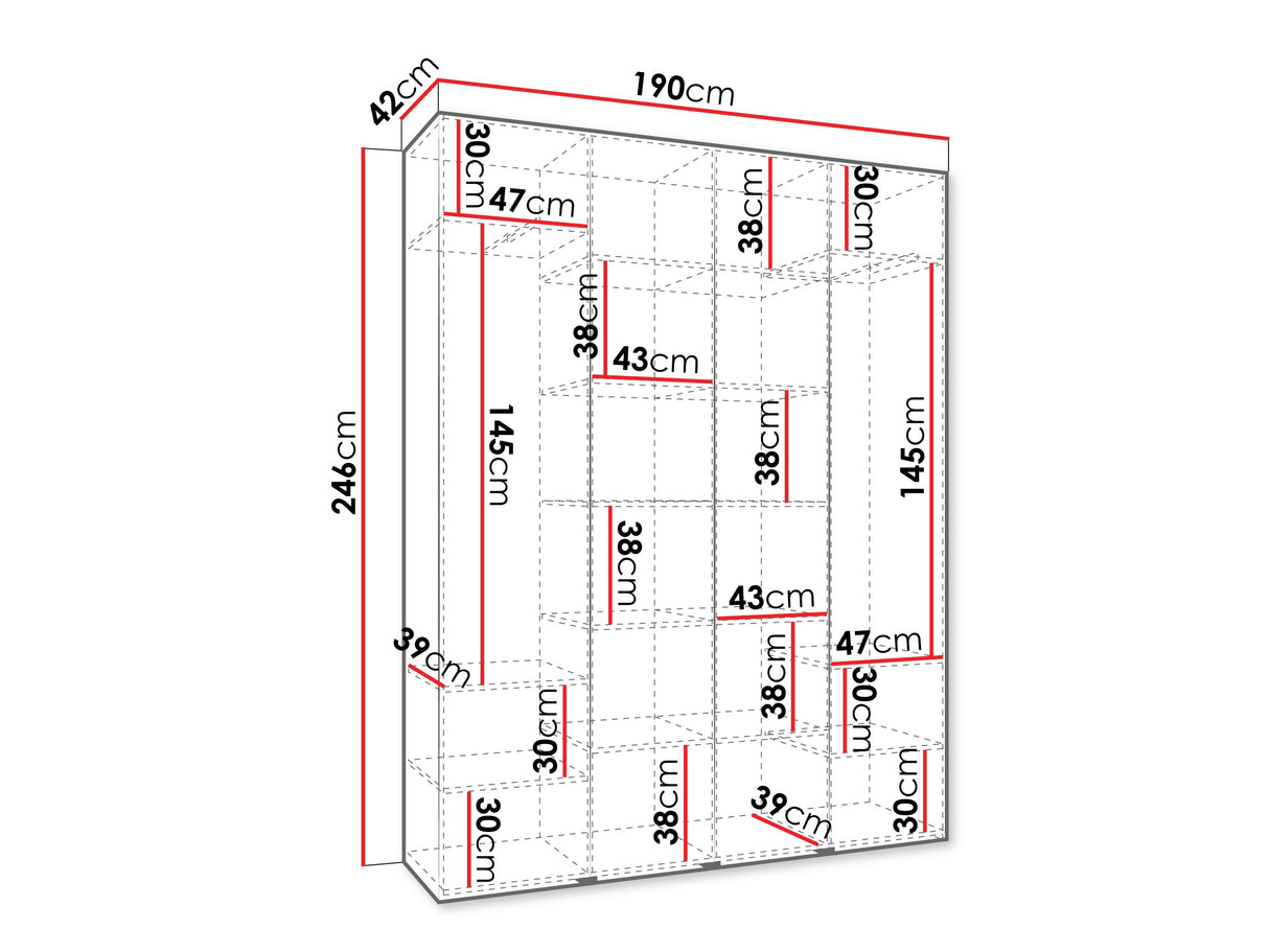 Gardróbszekrény Szafa COMO 1 190 (gł.40), Szín: Kasmír, Fogantyú színe: Aranysárga, Szélesség: 190 cm, Mélység: 42 cm