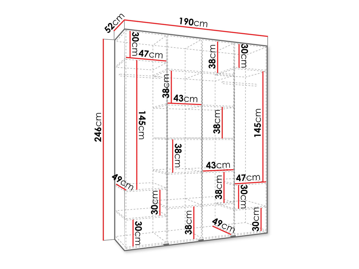 Gardróbszekrény Szafa COMO 1 190 (gł.50), Szín: Kasmír, Fogantyú színe: Fekete, Szélesség: 190 cm, Mélység: 52 cm