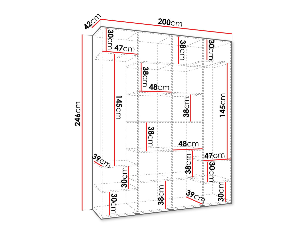 Gardróbszekrény Szafa COMO 1 200 (gł.40), Szín: Kasmír, Fogantyú színe: Aranysárga, Szélesség: 200 cm, Mélység: 42 cm