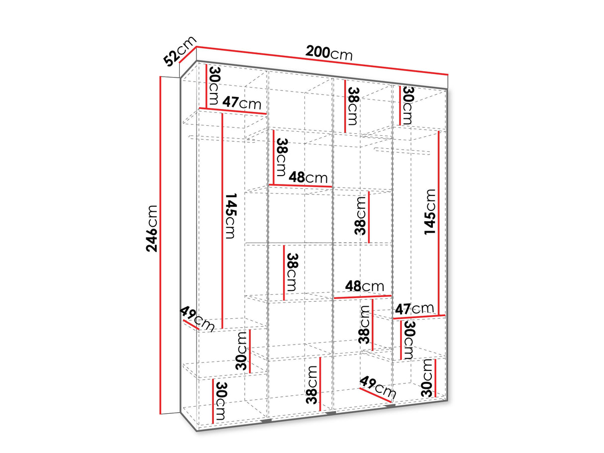 Gardróbszekrény Szafa COMO 1 200 (gł.50), Szín: Kasmír, Fogantyú színe: Fekete, Szélesség: 200 cm, Mélység: 52 cm