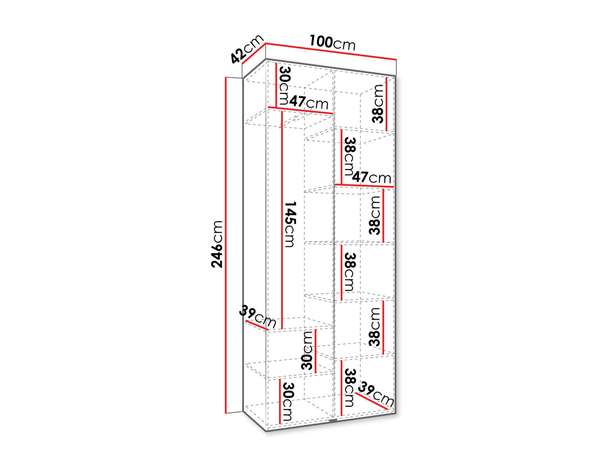 Gardróbszekrény Szafa COMO 2 100 (gł.40), Szín: Fehér, Fogantyú színe: Fekete, Szélesség: 100 cm, Mélység: 42 cm