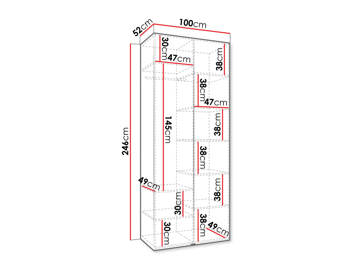 Gardróbszekrény Szafa COMO 2 100 (gł.50), Szín: Kasmír, Fogantyú színe: Fekete, Szélesség: 100 cm, Mélység: 52 cm