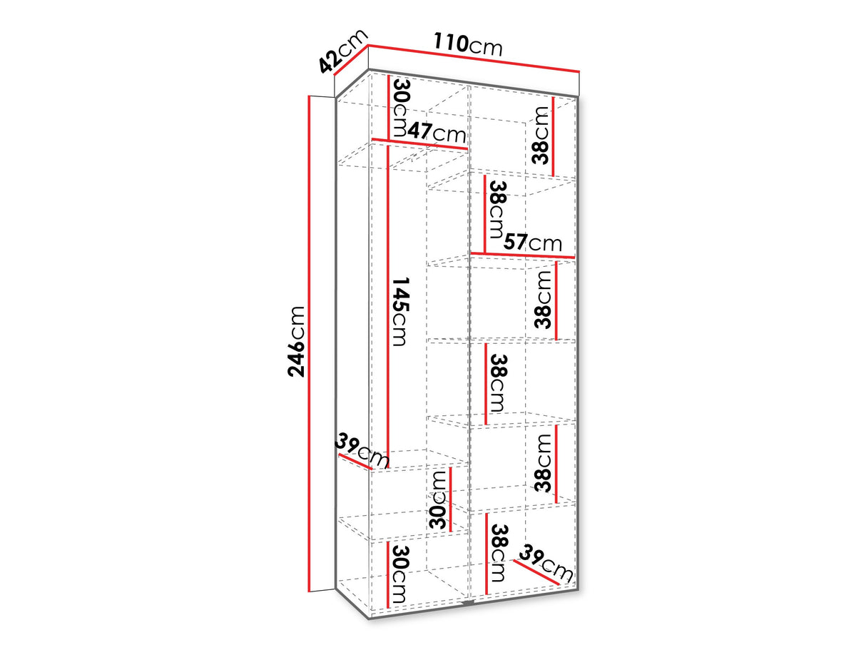 Gardróbszekrény Szafa COMO 2 110 (gł.40), Szín: Kasmír, Fogantyú színe: Fekete, Szélesség: 110 cm, Mélység: 42 cm