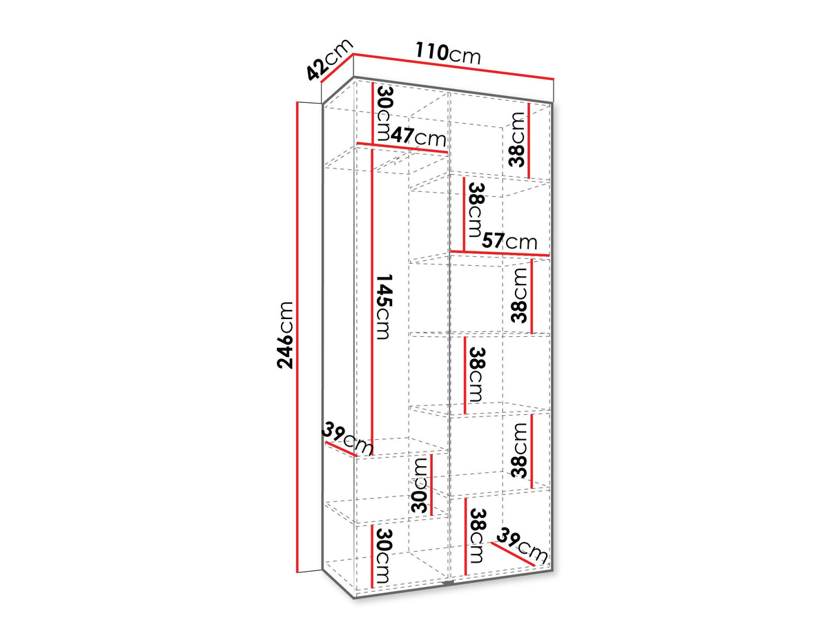 Gardróbszekrény Szafa COMO 2 110 (gł.40), Szín: Kasmír, Fogantyú színe: Aranysárga, Szélesség: 110 cm, Mélység: 42 cm